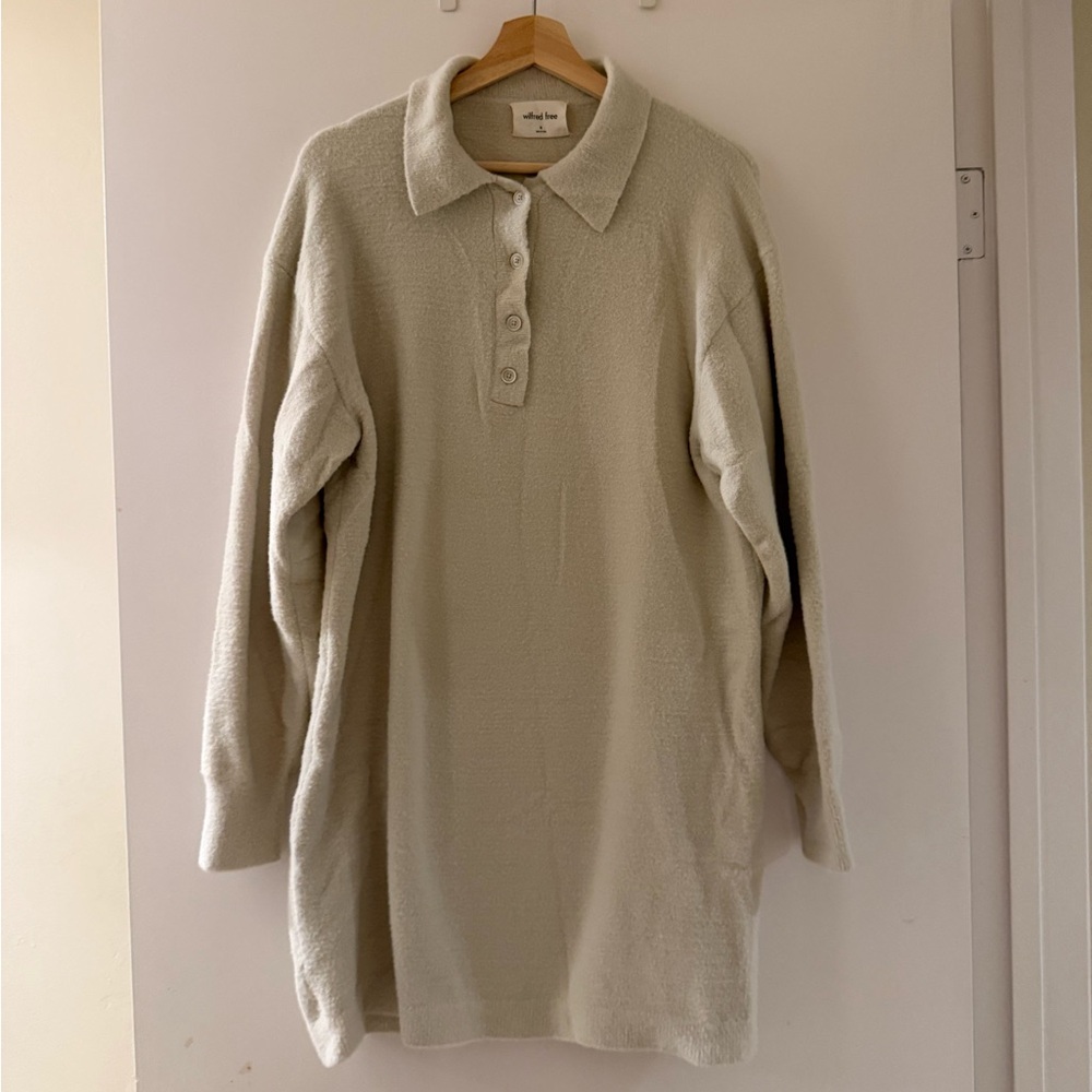 Aritzia Cream Long Sleeve Dress